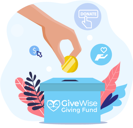Illustration of coin being put into your GiveWise Giving Fund box