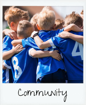 community - kids soccer team huddle